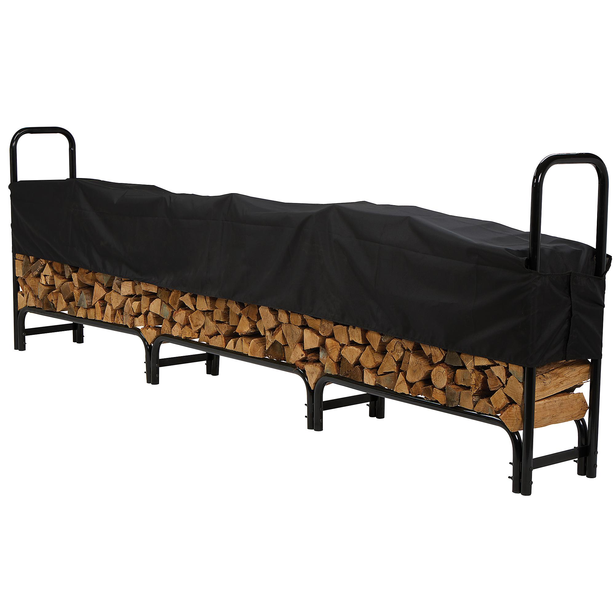 Roughneck 12ft. Firewood Rack with Cover, 3300lb. Capacity, Steel